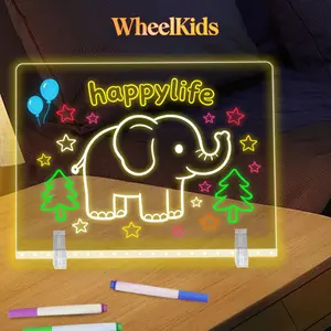 Neon LED Writing Board for Business Signs and Restaurant Menus 17 Inch Light Up Acrylic Message Board with 11 Flash Modes Hanging Chain Glow Sign Board