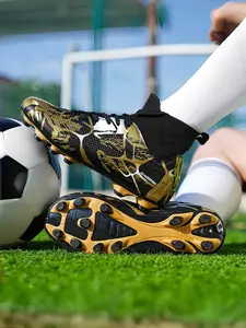 1 Pair Men's High Top Long Studs Football Shoes Heel Support Frame For Enhanced Stability Wear-Resistant Anti-Slip For Daily Training And Matches