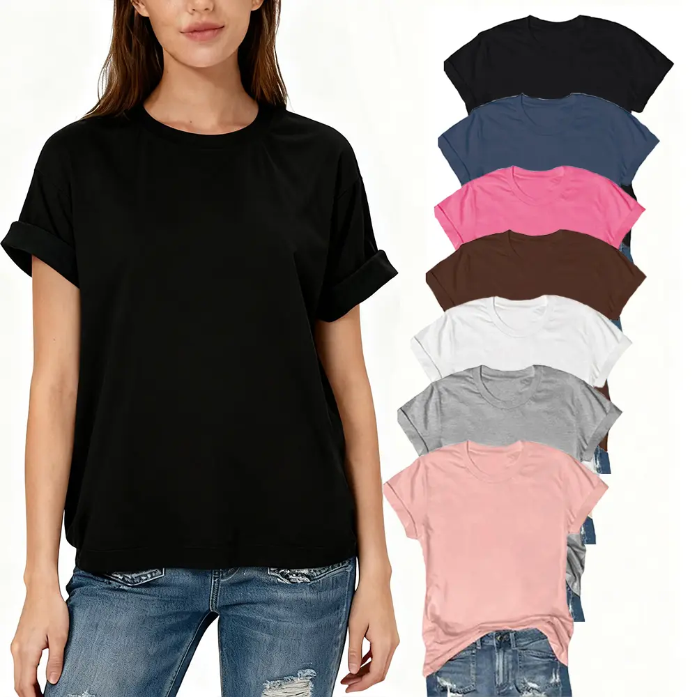 【Limited time deal】Women's Short Sleeve T-Shirt Set - Loose Fit, Soft & Breathable, Solid Color Crewneck Tee for Everyday Wear, Minimalist Streetwear（T-shirt only）