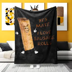 A Humorous Sausage Roll Character – Ultra-soft for Home, Camping & Office! Ideal for food/humor lovers seeking quirky, playful decor. Food Themed Blanket