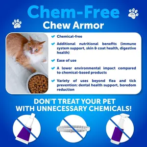 Flea and Tick Prevention Chews for Cats – Natural Daily Supplement with Vitamins for Optimal Digestion and Coat Health