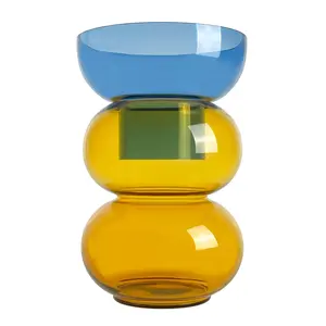 Bubble Vase  -XL - Blue and Yellow - 16 x 10 x 10 in - Flip Vase - Reversible