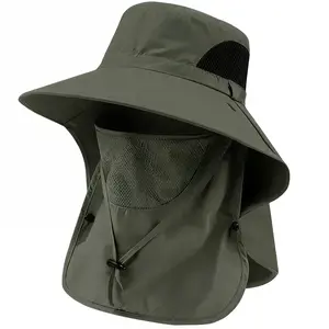 Men’s Waterproof Fishing Hat with Quick-Dry Technology – UV Protection, Wide Brim, and Detachable Face and Neck Protection for All Your Outdoor Adventures this Summer!