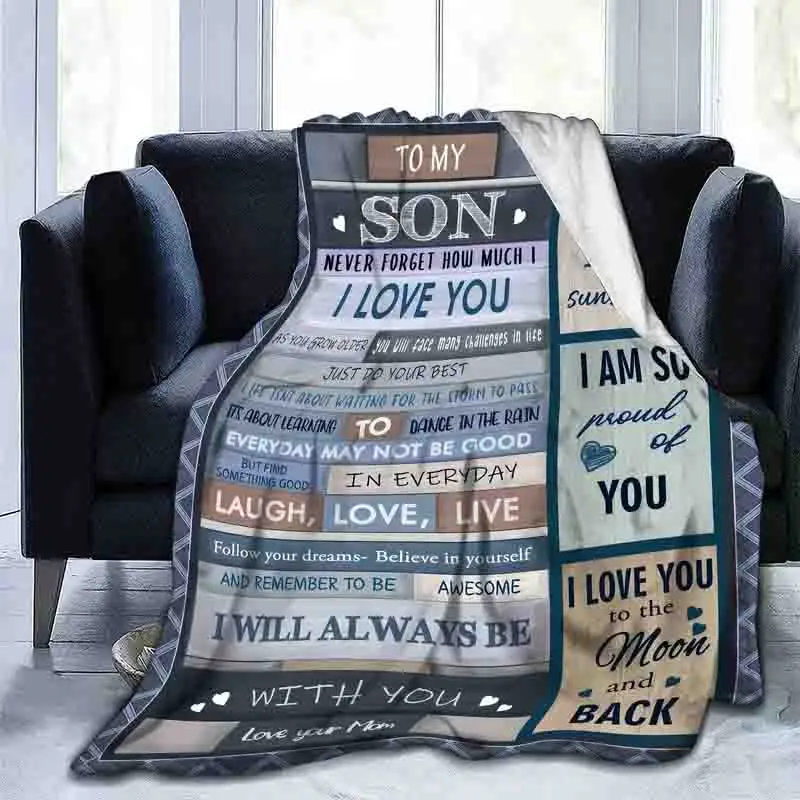 Throw Blanket, 1 Count Letter Slogan Pattern Flannel Blanket, Office Nap Blanket, Soft Warm Bedding for Home for Fall & Winter, Gifts for Sons