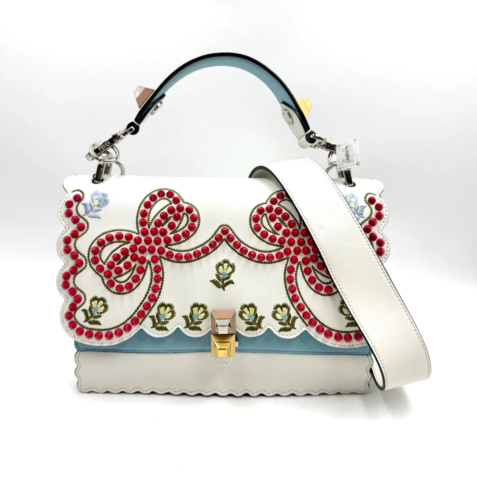 Pre-owned FENDI AS SHOWN Clutches & Wristlets HZ 3259 Iconic Baguette Embellished Leather Handbag 26.04.14