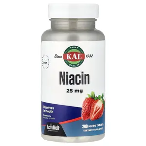 KAL Niacin, Strawberry, 25 mg, 200 Micro Tablets