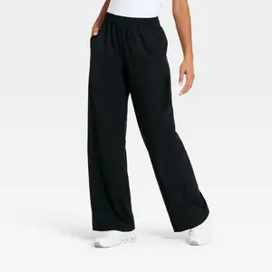 Women's Mid-Rise Woven Travel Pants - All In Motion Black XL