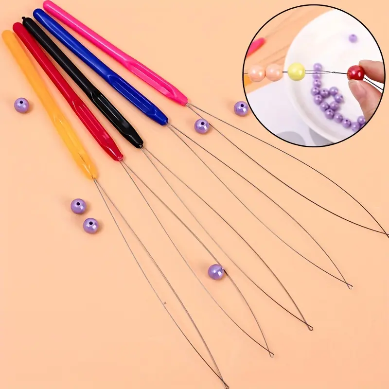 1 Set Premium Beading & Embroidery Tool Kit - Long Stainless Steel Curved Needle, DIY Jewelry Beads, Print Drawings, Embroidery Threads, Instruction, Weaving & Punch Needle, Perfect Sewing Accessories for Cross Stitch Craft DIY Enthusiasts