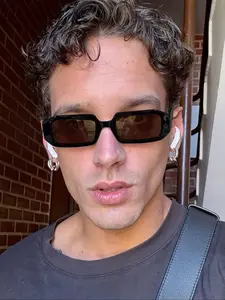 Men's Classic Rectangular Frame Sunglasses, Lightweight Durable Frames, Effective UV Protection Lenses, Perfect for Outdoor Use, High Quality Sunglasses, Modern Trendy Sunglasses