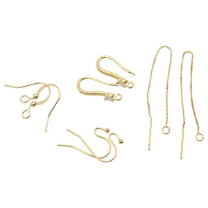Gold Filled Earring Wires fish hook threader earrings for jewelry making crafts DIY 14k