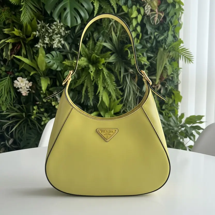 Pre-owned PRADA Leather Shoulder Bags Yellow Cleo