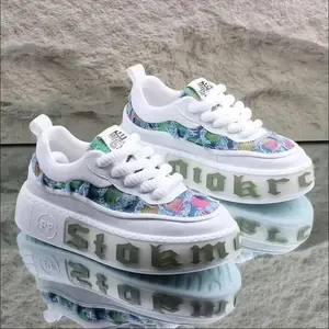 Designer Checkered Canvas Tassels Platform Sneakers