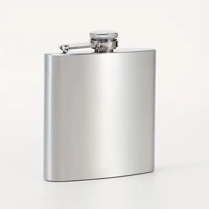 7oz Stainless Steel Whiskey Flask, Portable Camping Alcohol Bottle, 7oz Sandblasted Flat Flask, Outdoor Adventure Gear, Lightweight & Durable