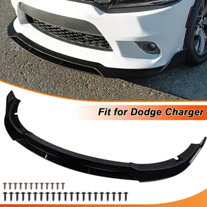 Front Bumper Lip Splitter For Dodge Challenger 2015-2021 Gloss Black SRT Style 4Pcs Front Lip Splitter Kit Aggressive Sport Style