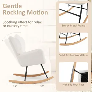 COSTWAY - Nursery Rocking Chair with Comfy Backrest and Armrest-Beige