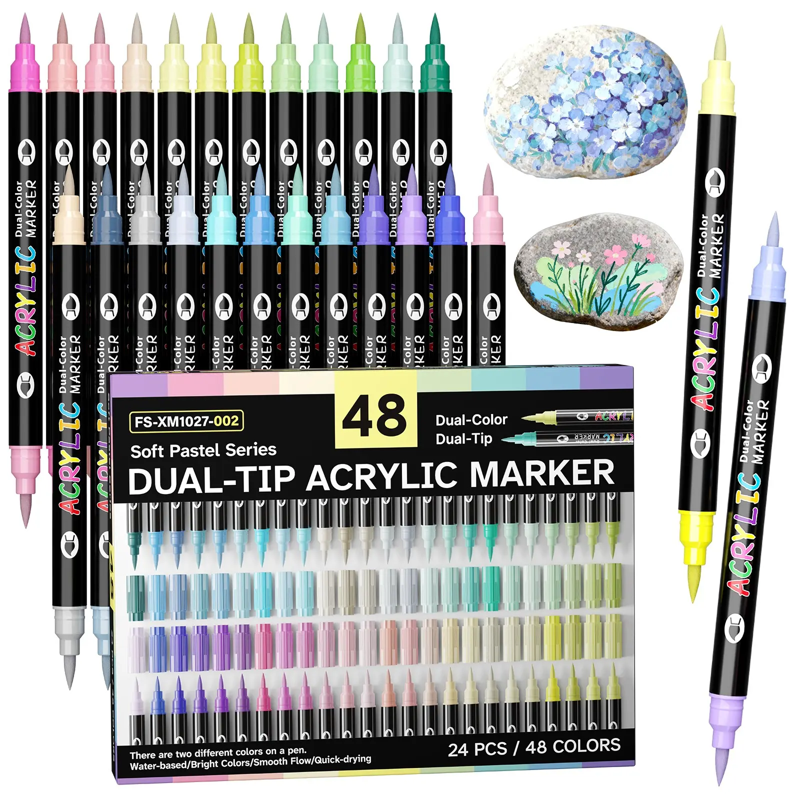 24 sets of 48 color markers, double headed dual color acrylic marker set, acrylic marker pen, acrylic felt coloring, alcohol marking, Drawing art supplies, art supplies for students' learning, school studio supplies, highlighter pens for rock, glass