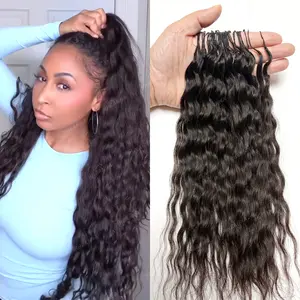 Wet and Wavy Feather Crochet Human Hair Extensions For Braiding Pre Separated Knotless Crochet Hair Bundles For Boho Braids Reusable 60g/Pack