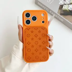 Chic Monogram Embossed Phone Case Featuring Durable Embossed PU Leather Patch For Enhanced Grip And Style For iPhone 17 16 15 14 13