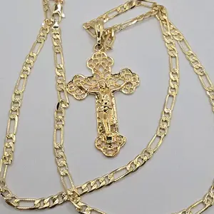 Christ on the cross Figaro style necklace gold-plated new design