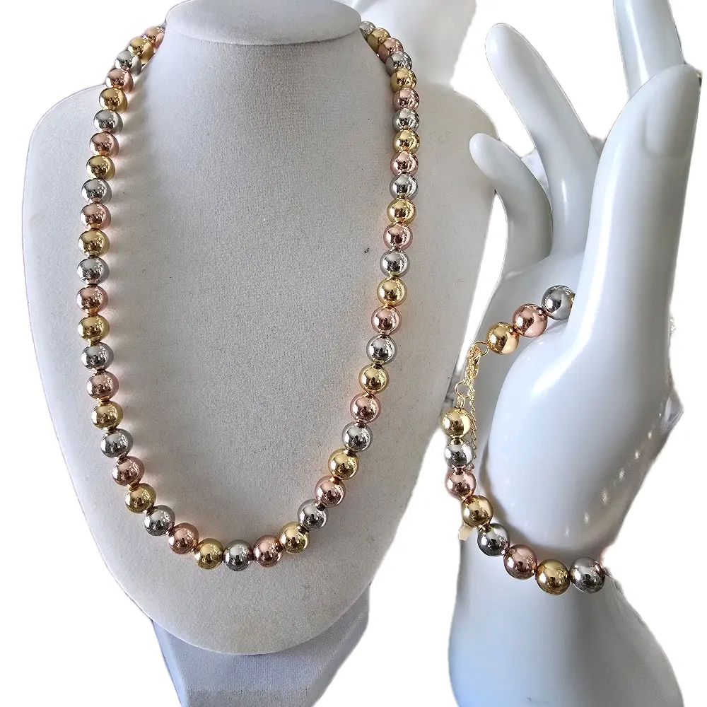 Beaded Necklace and Bracelet laminate14k