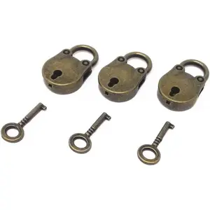3pcs Vintage Antique Style Mini Archaize Padlocks Key Lock with Key