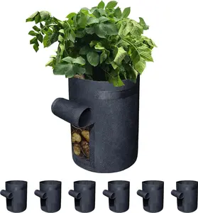 6 Pack BPA-Free 10 Gallon Vegetable Grow Bags with Access Flap and Handles