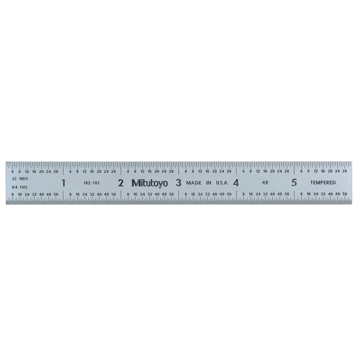 Mitutoyo 4R Series 0-6 in Tempered Stainless Steel Ruler with Satin Chrome Finish - Office Stationery for Accurate Measurement Needs
