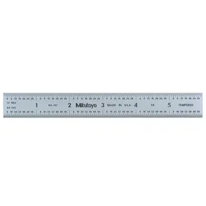 Mitutoyo 4R Series 0-6 in Tempered Stainless Steel Metal Ruler, Satin Chrome Finish - Office Stationery Kit for Accurate Measurement Needs, Kits Metal Ruler Measurement