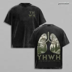YHWH Christian Washed T-Shirt, Jesus Tee, Jesus Tshirt , Christian Apparel Streetwear Menswear Oversized Top Men and Women Menswear Tops , Gym Pump Cover