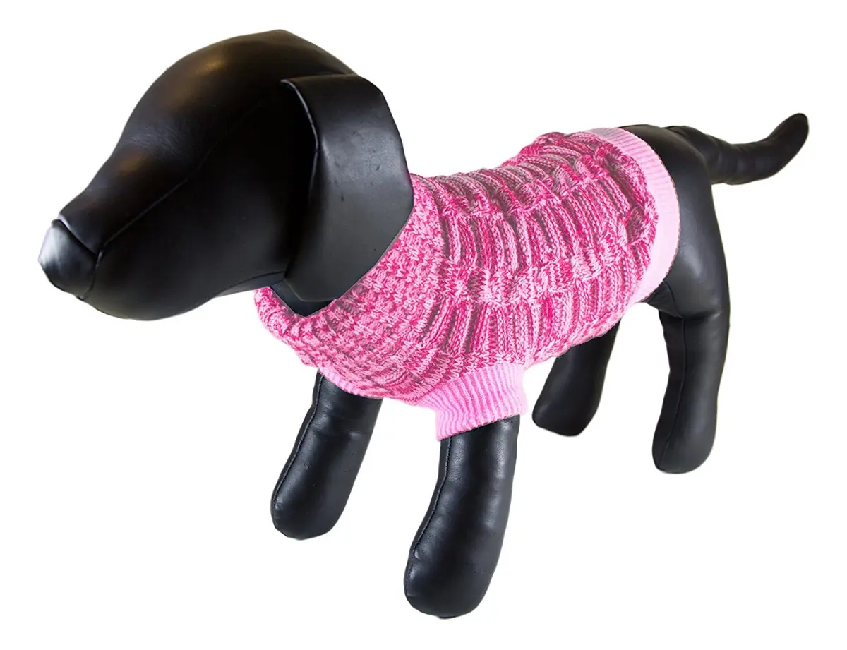 Petcessory DS1421CL Pink Woolen Turtleneck Dog Sweater - Large