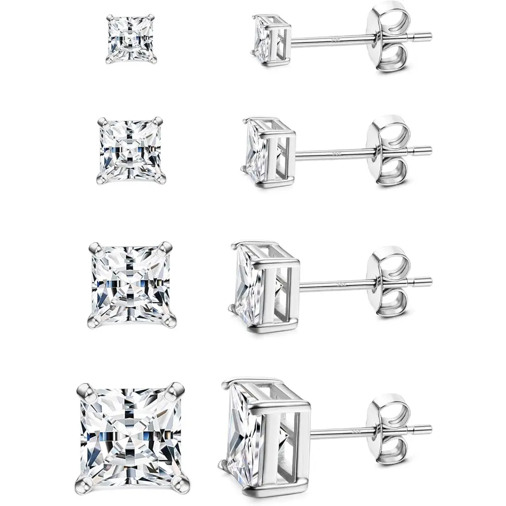 18K White Gold Plated - Square CZ