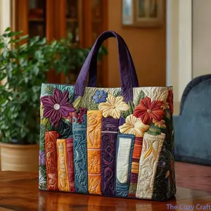 Floral Book 3D Digital Print Canvas Tote Bag, Trendy Unique Handbag, Stylish Lightweight Casual Shoulder Bag for Daily Commute, School, Library, Shopping & Weekend Everyday Use outdoorfun