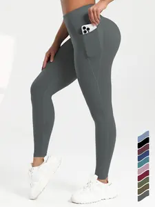 Women's Solid High Waist Sports Leggings, Minimalist Breathable Comfortable Skinny Pants, High Stretch Yoga Leggings, Ladies Sportswear for Indoor Outdoor Wear, Bottom, Breathable Tight Fit, High Waist Comfy