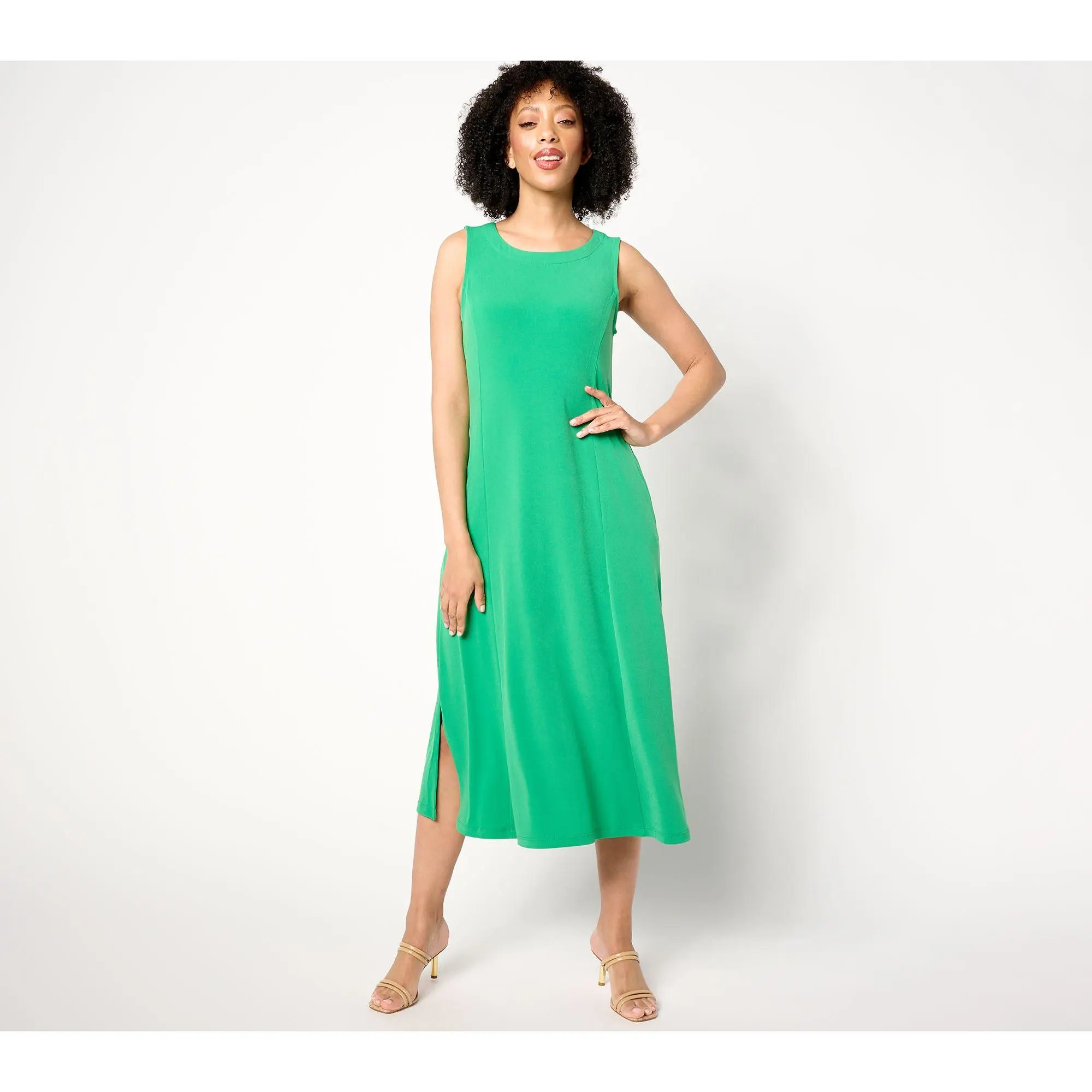 Susan Graver Every Day Petite Liquid Knit Midi Dress