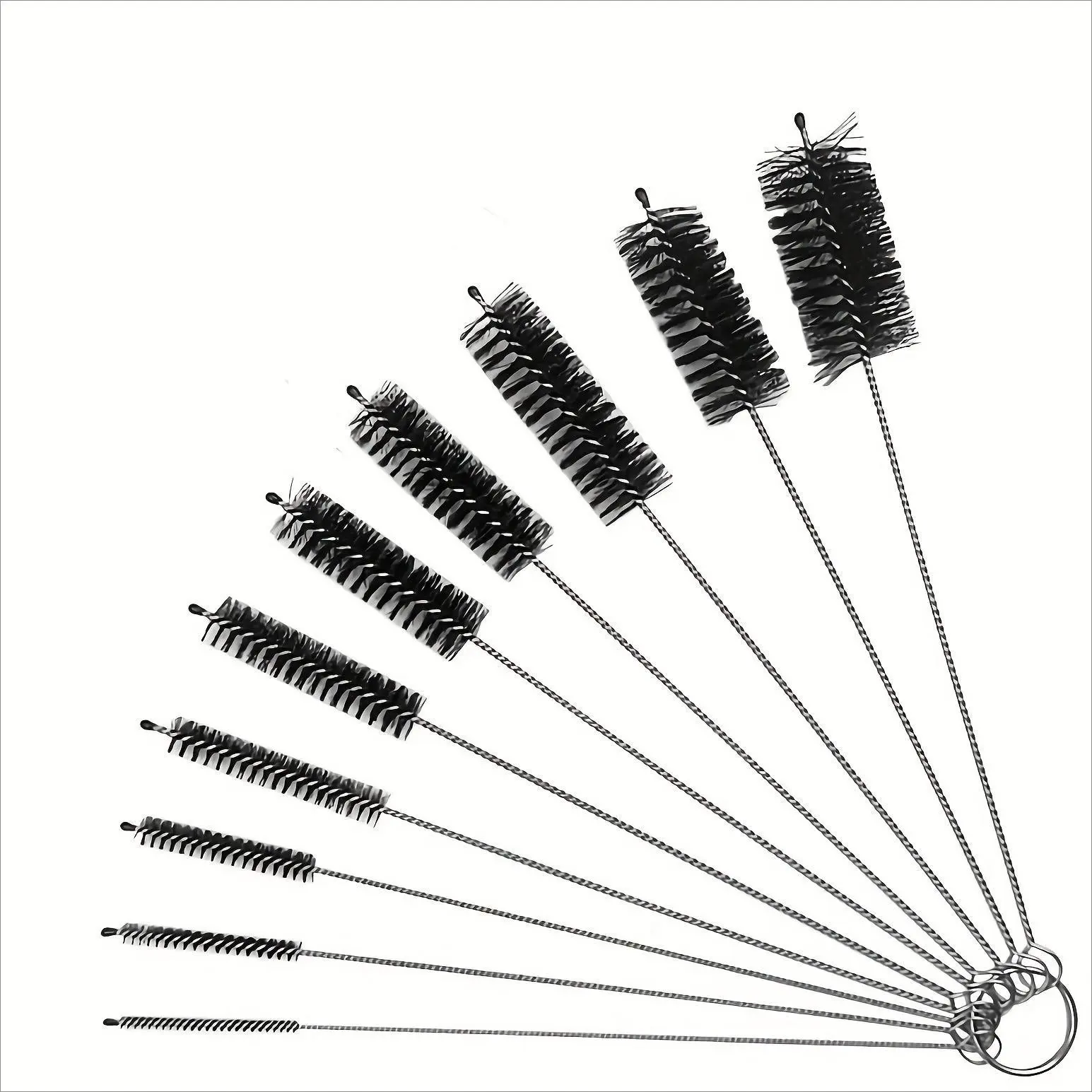 10pcs/set Stainless Steel Bottle Brushes, Reusable Straw Cleaning Brush, Bottle Cleaning Brushes