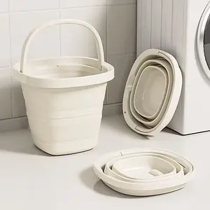 Foldable Storage Bucket, Multi-Purpose Laundry Basket, Portable Travel Water Bucket, Large Capacity Plastic Cleaning Tub for Kitchen Use