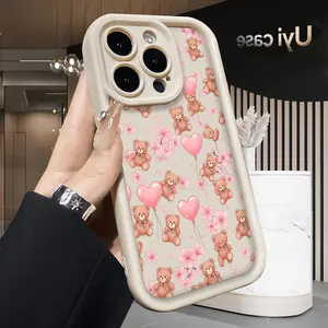 Bear Love Case for iPhone 17 Air 16 Pro Max 15 Plus 14 13 12 11 X XS Shockproof Soft Silicone Cover with Advanced Fashion Design