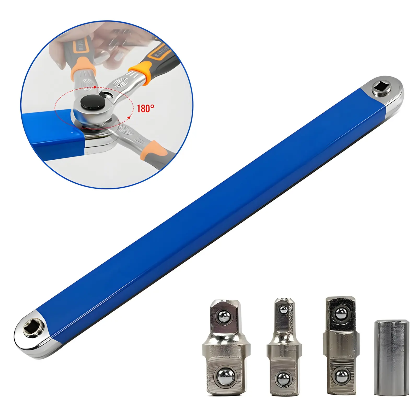 Upgraded Impact Ready Offset Extension Wrench Set with 3 Drive Adapters 1/2 1/4 3/8 Inch for Tight Spaces and Hard to Reach Areas