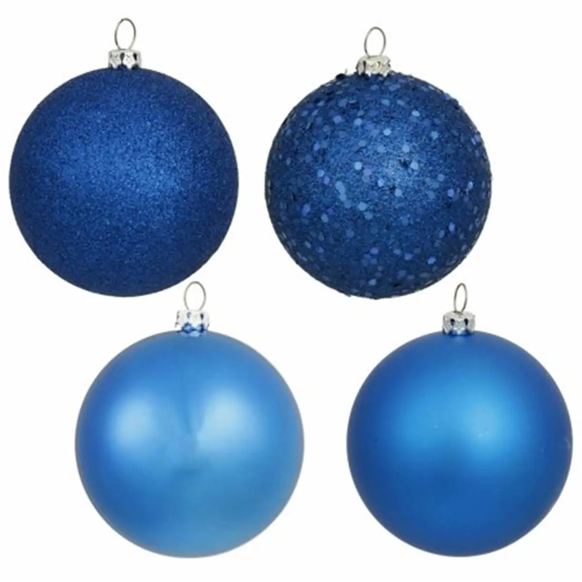 Vickerman 3-in Shatterproof Plastic Christmas Ornaments, 4-Finish Blue Assortment, 16 per Box Seamless Festive Home Decorations & Gifts