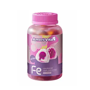 Ameri-Vita Fe+ Iron Gummies for Women Anemia with Vitamins C B12 B6 Folate & Salmon Peptides Sugar-Free Non-Constipating Red Grape Flavor 60 Count Fast-Acting Gentle on Stomach