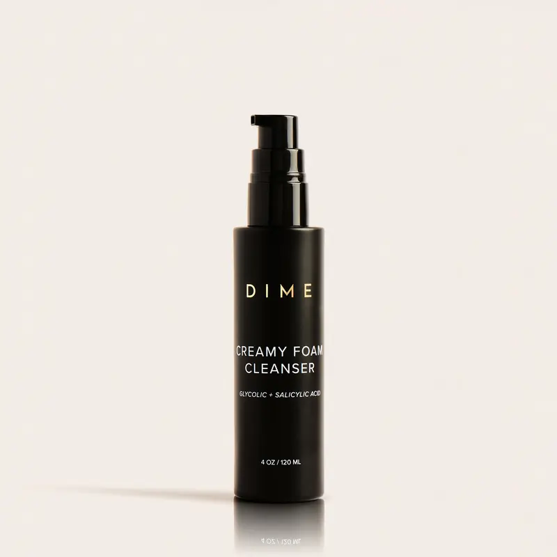DIME Creamy Foam Cleanser – Salicylic Acid Acne Face Wash + Glycolic Acid Exfoliating Cleanser for Oily Skin & Pores (Vegan)