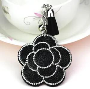 Rhinestone Heart Keychain with Tassel & Bell, Bling Crystal Heart Bag Charm for Women, Sparkly Purse Pendant Key Ring