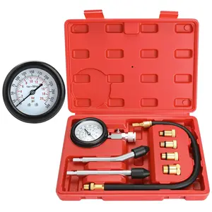 HW0130 8pcs Petrol Engine Cylinder Compression Tester Kit Automotive Tool Gauge