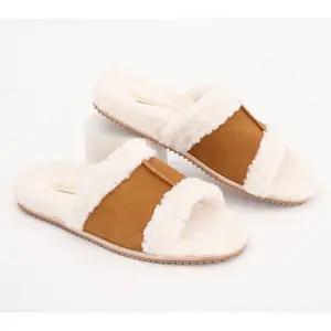 Revitalign Orthotic Suede & Faux Fur Slides - Clara