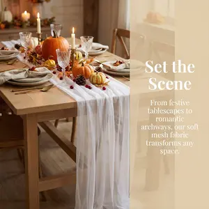 Mesh Curtain 118 Inches Long, Soft Lightweight Fabric for Holiday Party Decor, Tabletop Decoration, Chair Back Straps, Bridal Veil