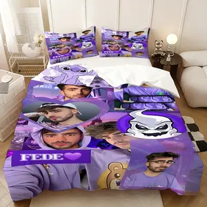 Fede Vigevani inspired bedding three-piece set, quilt cover and pillowcase, ideal for all seasons, home and room, the best gift for parties, 1 quilt cover + 2 pillowcases (without core)