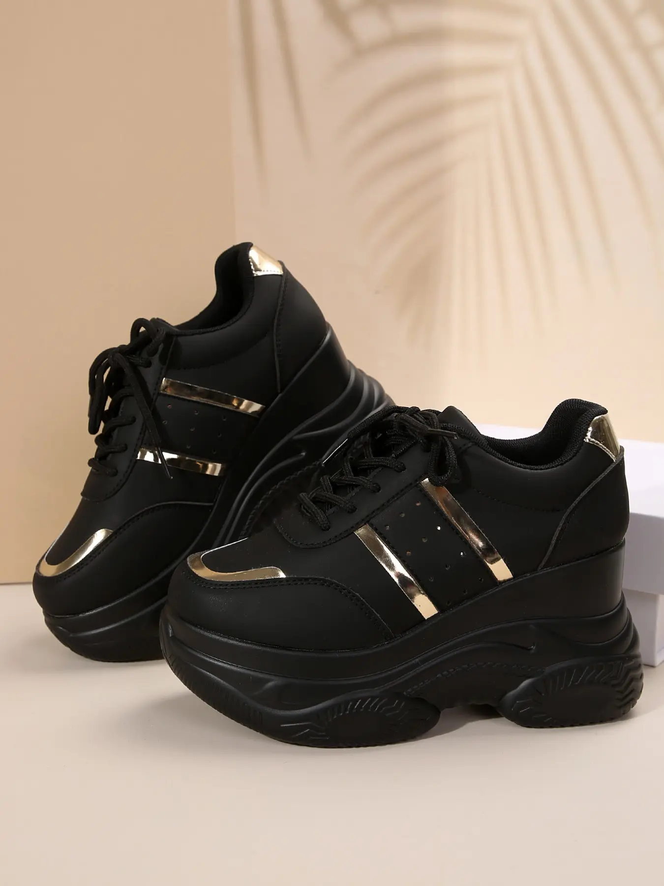 2026 Black Wedge Thick Soled Footwear Sneakers, All Seasons Sneakers, For Women Casual Athletic Comfort Lightweight Walking Petite Friendly All Season Daily Work Stylish Sneakers