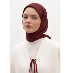 Solid Viscose Cotton Square Hijab - Maroon