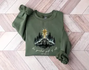 Nativity Sweatshirt, Christian Christmas Shirt, Bible Verse Tee