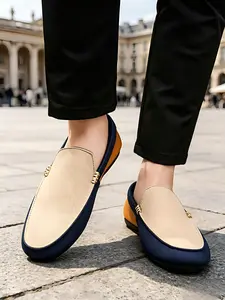 2026 Men's Korean-style Fashion Color-blocked Low-top Shoes, Dual-use for Indoor & Outdoor Wear, Lightweight Breathable Slip-on Casual Shoes